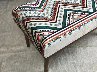Handmade Kilim Upholstered Ottoman Footstool Piano Entryway Bedroom Bench - Image 1 of 4