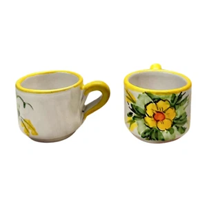 Vietri Ceramics Italian Espresso Cups, Set of 2 - Yellow Flower Design - Picture 1 of 2