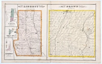 1875 OHIO Plat Map  LIBERTY - BROWN Township DELAWARE County (25x15) ORIGINAL - Image 1 of 4