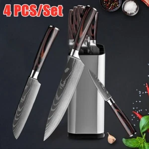Juego De Cuchillos Para Cocina Acero Japoneses Profesional Chef 4 Piezas Set US - Picture 1 of 23