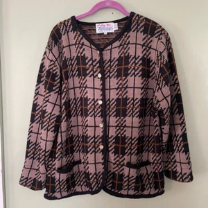 Tally-Ho vintage plaid button down cardigan sweater - Picture 1 of 8