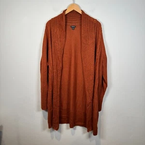 Torrid Cardigan Cable Knit Sweater Size 5 Rust Spice Orange Long Line Crochet - Picture 1 of 10