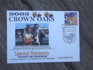 2003 CROWN OAKS HORSE RACING COVER DAMIEN OLIVER & LEE FREEDMAN SPECIAL HARMONY - Picture 1 of 1