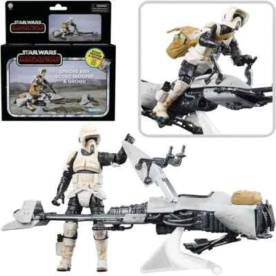 2023 Star Wars Vintage Speeder BIKE-SCOUT TROOPER-GROGU 3.75" Hasbro Deluxe paquete de 2 Foto 1 de 4