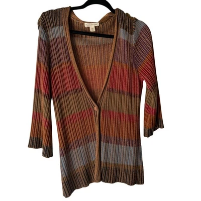 Cárdigan Suéter Coldwater Creek Vintage Arco Iris Rayas Talla S Artsy Lagen Boho Foto 1 de 4