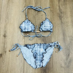 Vix Bikini Set Paula Hermanny swimwear Tri Top M Side Tie Bottom L - Picture 1 of 6