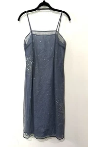 Vestido Express Y2K Midi Sin Mangas Talla 5/6 Azul Lentejuelas Malla Hada Grunge Vestido Glamuroso - Imagen 1 de 12
