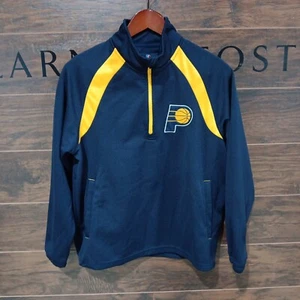 INDIANA PACERS 1/4 Zip Pullover Jersey Shirt Boy's Medium 12-14 Navy Long Sleeve - Picture 1 of 16