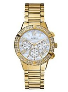 New Authentic GUESS Watch Chronograph Gold Tone Stainless Steel Bracelet U0141L2 - Picture 1 of 1