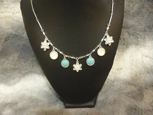 Lucky Brand Semi Precious Silver Tone Flower Charm Necklace NIB $39 - Picture 1 of 2