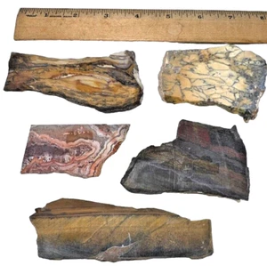 Mixed Lot of 5 Rough Unfinished Gemstone Slabs for Cabbing - Picture 1 of 11