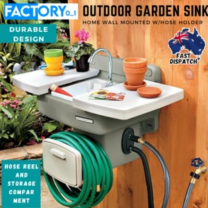 Garden Sink Patio Modern Camping Caravan Mounted Fishing Outdoor W/Hose Holder - Picture 1 of 11