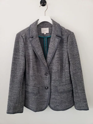 NEW Ann Taylor LOFT Size Small Gray Herringbone Cotton Wool 2 Button Blazer NWOT - Imagem 1 de 4