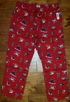 Pantalones de salón para dormir de franela sin cordones rojos azul marino antiguos para perro para mujer L, XL, 2XL, altos Foto 1 de 2