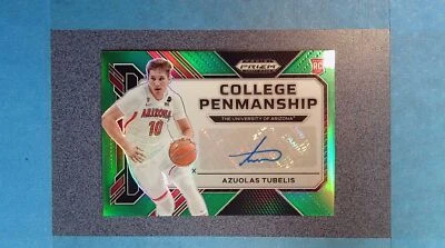 CT36) 2023 Prizm Draft AZUOLAS TUBELIS RC Auto Green College Penmanship - Image 1 of 2