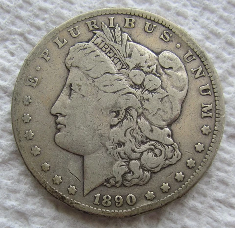 1890-CC Morgan Silver Dollar Rare Key Date Carson City Fine Detail Rim Ding Cover