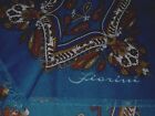 FIORINI LADIES LOVELY 45" X 45" TEAL/FLORAL SCARF W/NARROW FRINGE-USED ONCE-NICE