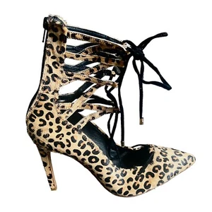 Jeffrey Campbell x Free People Hierro Lace Up Heels Brown Leopard Sz 8.5 - Picture 1 of 7