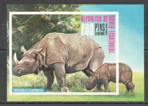 WB187 IMPERF GUINEA ECUATORIAL RINOCERONTE ANIMALES SALVAJES FAUNA BL MNH - Imagen 1 de 1