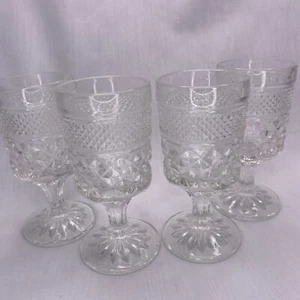 Set of 4 Vintage Anchor Hocking Claret Wine Wexford Pattern 5.375” tall - Picture 1 of 12