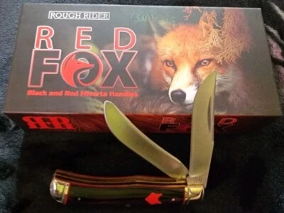 CUCHILLO DE CAZADOR PLEGABLE ROUGH RIDER ZORRO ROJO NEGRO MICARTA LINER LOCK BONITO Afilador Foto 1 de 4