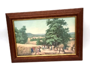 Vintage Currier & Ives " The Wheat Field" 11X17 Framed Calender Reprint - Picture 1 of 10