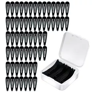60 Pack Black 2 Inch Barrettes Women Metal Snap Hair Clips For Girls Kids Tee... - Picture 1 of 6