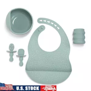 5-Piece Baby Led Weaning Silicone Tableware Set Utensils Bowl Bib Training Cup - Picture 1 of 17