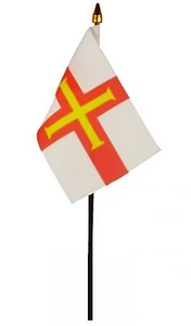 GUERNSEY SMALL HAND WAVING FLAG 6"X4" flags CHANNEL ISLANDS - Picture 1 of 1