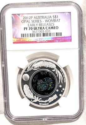 2012-P $1 NGC PF70 UCAM Australian Opal Series Wombat 1 oz One Ounce Silver - Image 1 of 4