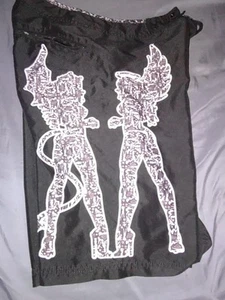 Vintage Y2K No Fear Devil And Angel Board Shorts Embroidered Black Size 30 - Picture 1 of 15