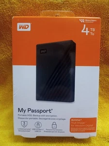 Western Digital 4TB WD My Passport Portable HHD WDBPKJ0040BBK-WEWM BRAND NEW!! - Afbeelding 1 van 4