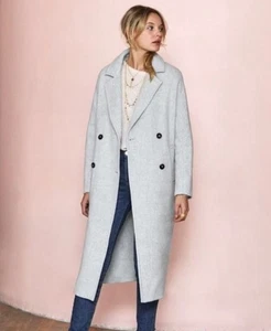Sezane Jim wool grey long coat SZ38 US 6 OVERSIZE bust 42 - Picture 1 of 7