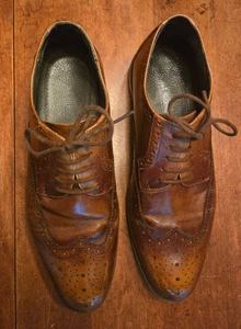 Chaussures habillées Oxford bout d'aile Stacy Adams cuir brogue à lacets marron taille 8M - Photo 1/9