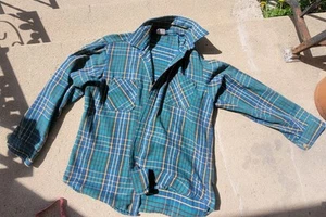 VINTAGE 50s ?? JcPenneys Big Mac Cotton Flannel Shirt Mens Med Plaid - Picture 1 of 9