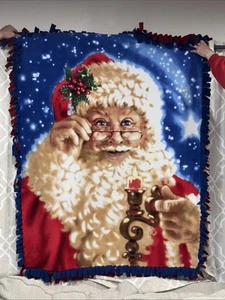 SANTA CLAUSE Fleece Handmade Soft Tie Blanket Large Throw 60" × 106" - Picture 1 of 2