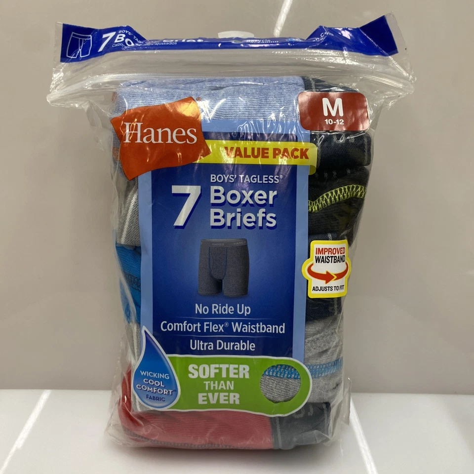 7 Hanes Boys Boxer Briefs Medium Fast Same