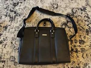 BROOKS BROTHERS Negro Guijarro Cuero Hombre Laptop Maletín Bolso Mensajero - Imagen 1 de 14