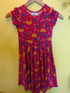 Dot Dot Smile Size 7 Pink w/ Turkeys Twirl Ballerina Cap Dress Thanksgiving - Picture 1 of 4