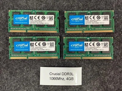 Crucial Micron 4x 4GB DDR3L 1066 Sodimm 1.35V 16GB Kit (CT4G3S1067M.C16FKD) - Image 1 of 3