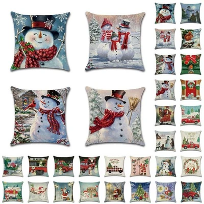 Soft And Fadeless 18-inch Christmas Cushion Cover Showcasing Delightful Snowman - Image 1 of 4