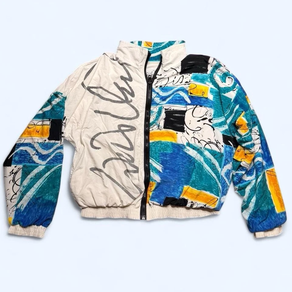 Винтажная ветровка 80-х William Serbin Colorblock XL куртка на молнии ретро США - Изображение 1 из 4