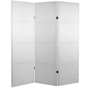 Oriental Furniture Folding Screen 4' Short Do It Yourself Canvas White 3 Panel - Picture 1 of 2