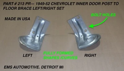 Chevrolet #213pr 1949, 1950, 1951, 1952. JUEGO SOPORTE POSTE PUERTA DELANTERA INFERIOR L/R EMS Foto 1 de 3