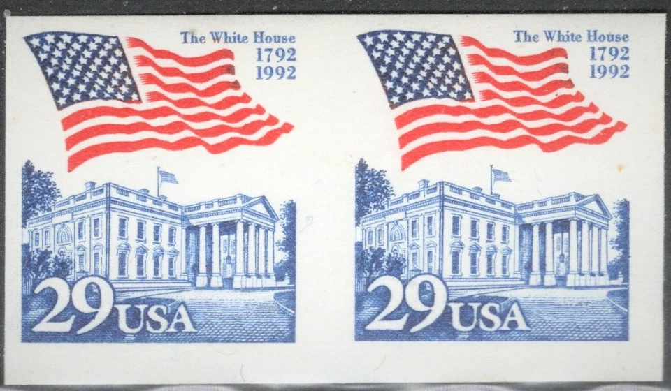 2609a 29 cent Flag Over White House Imperforate Error Pair - Image 1 of 1