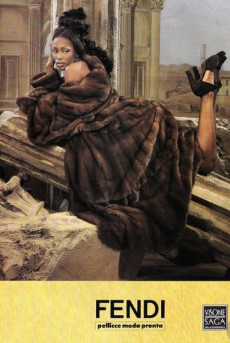 FENDI Couture Cappotto oscillante in pelliccia di visone marrone