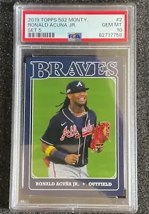 Topps 582 Montgomery 2019 set #5 Ronald Acuña Jr. #2 PSA gema Mt 10 - Imagen 1 de 8