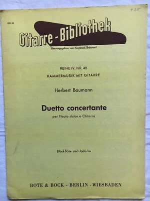 Duetto concertante for Flute and Guitar by Herbert Barman, good condition - Image 1 of 4