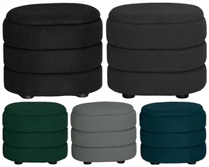 Oval Velvet Ottoman Storage Box with Lid Pouffe Seat Chair Hall Vanity Footstool - Picture 1 of 11