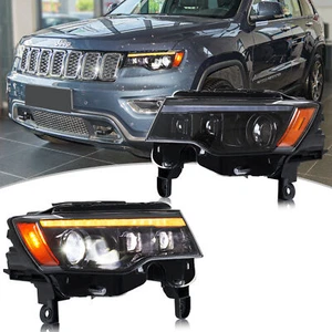 LED Headlights for Jeep Grand Cherokee 2017-2021 Front Lamps Pair Assembly - Picture 1 of 5
